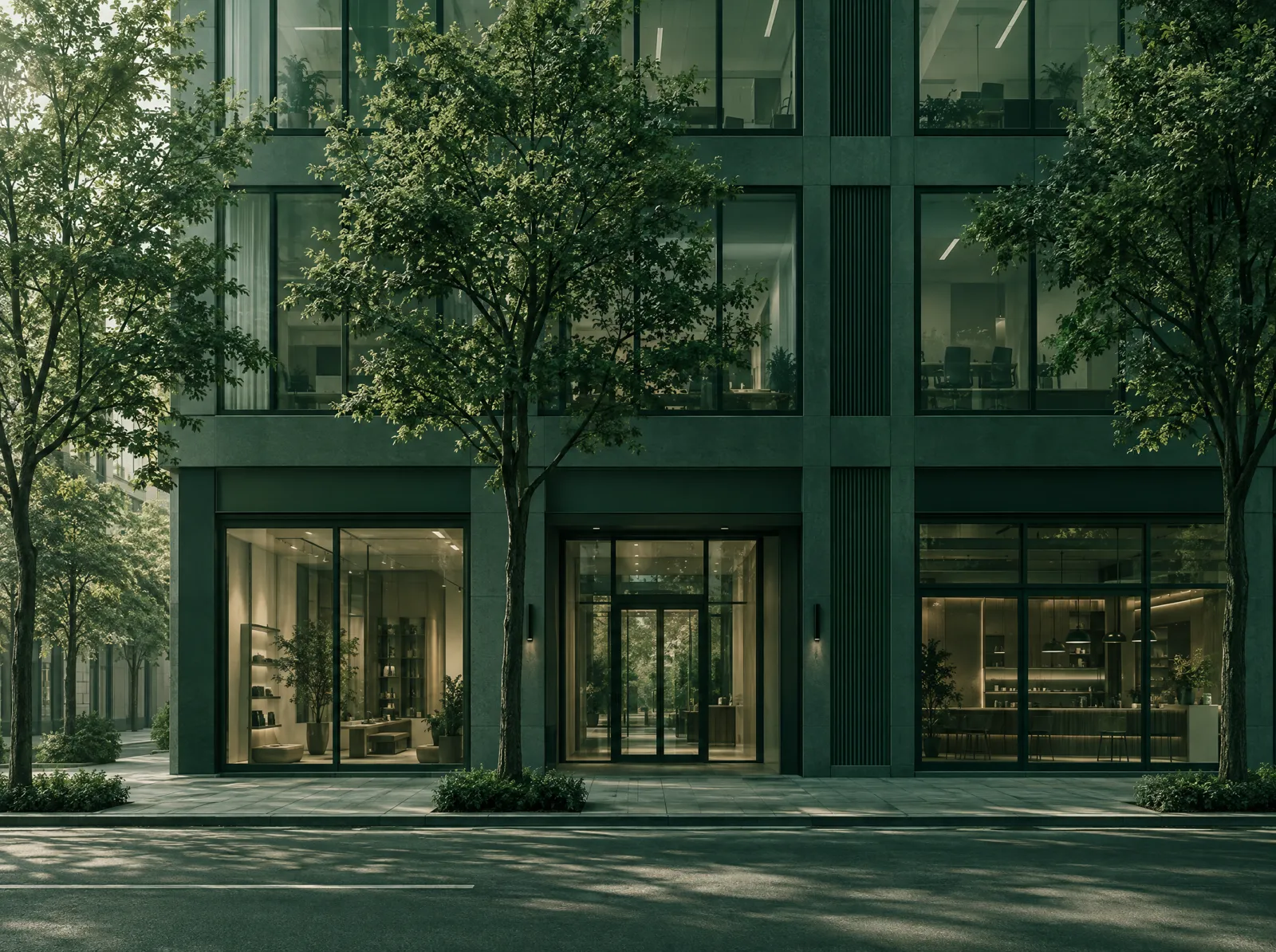 Fachada sobria de oficinas y locales comerciales